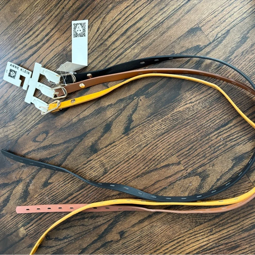 Anne Klein Trio Leather Belt Set - Gold, Brown, Black - Picture 3 of 3